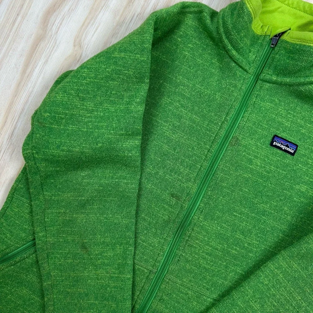 Patagonia Better‎ Sweater Jacket Boys Large 12 Green Fleece Full Zip Pockets